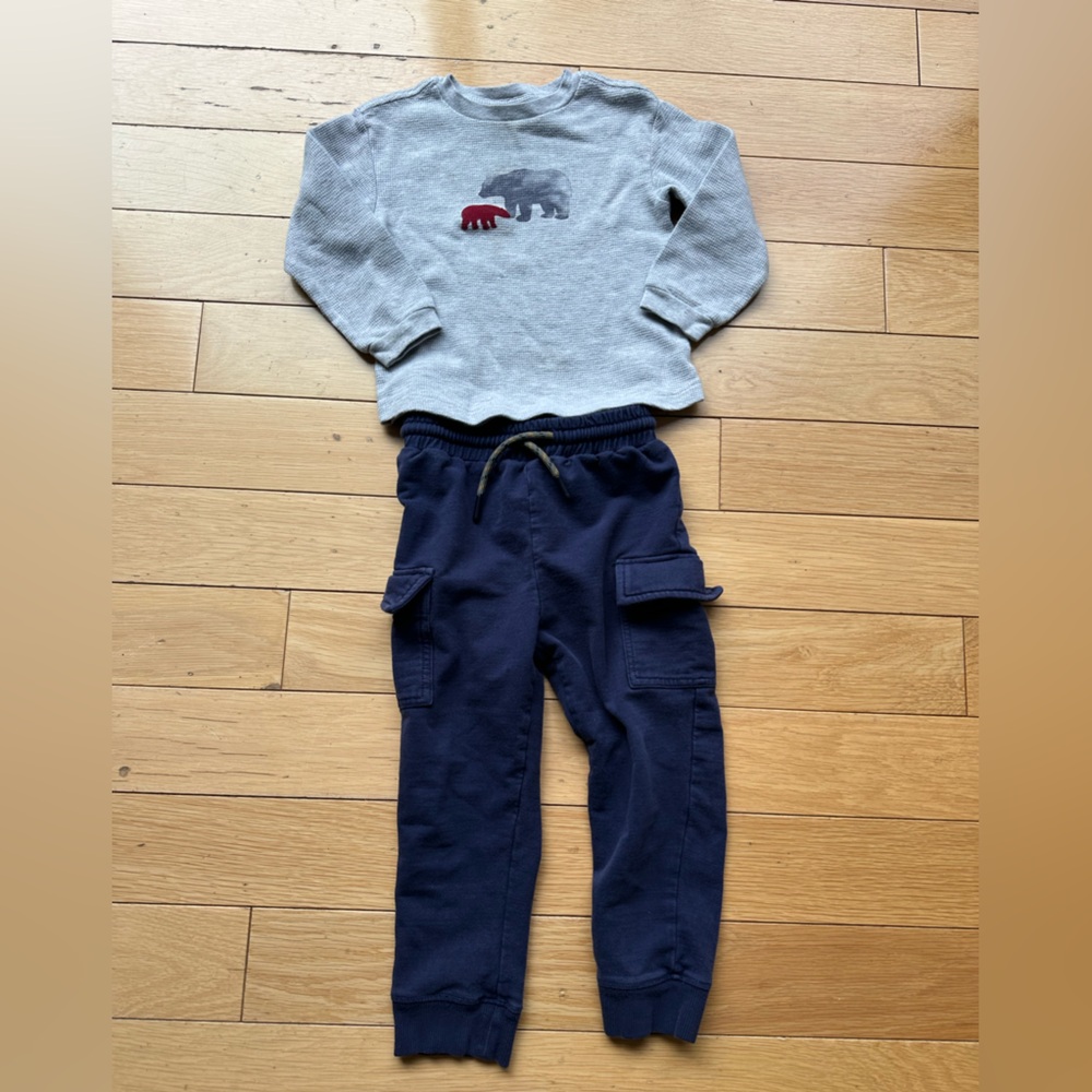 Blue Jogger Sweatpants with long sleeve outfit 24mo